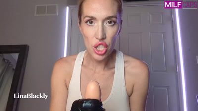 Lina Blackly – Gloved Mommy Jerks Your Cock